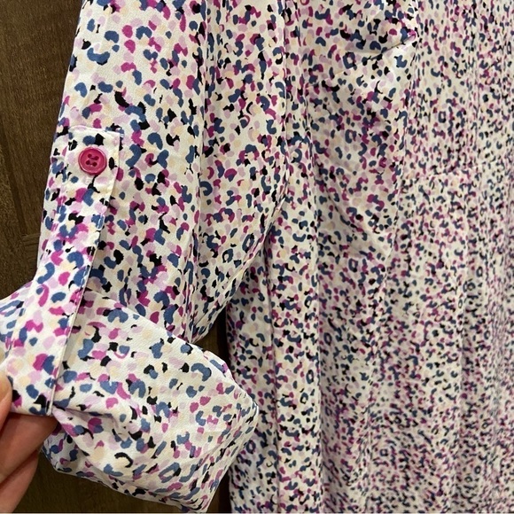 Lane Bryant 14/16 Popover Top Shirt roll tab sleeves notch neck - Picture 7 of 11